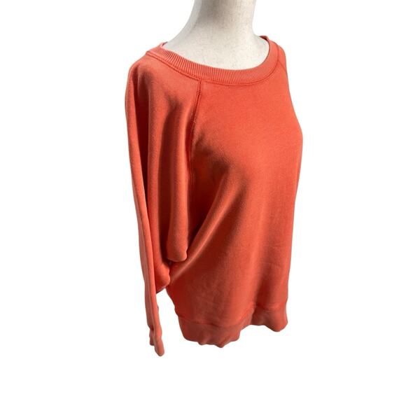Aerie Slouchy Off Shoulder Oversized Sweatshirt S Coral Cozy Orange Crew - Picture 3 of 5